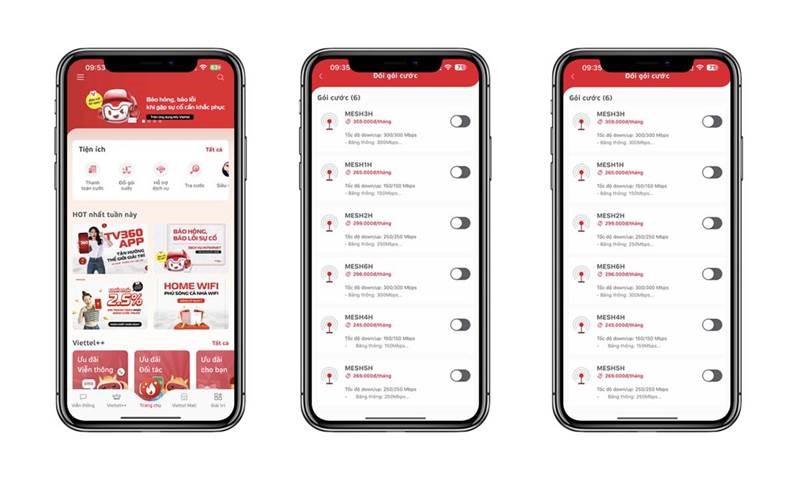 Tính năng đổi gói cước trên My Viettel